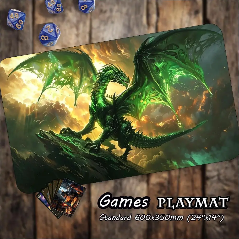Fantasy Dragon Art Large Game Playmat Non Slip Rubber Desk Mat For Card Board Game Keyboard Mouse Smooth Desktop Workspace