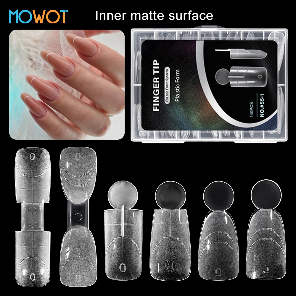 MOWOT Matte Surface Nail Dual Forms 140Pcs Nail Mold for Quick Nails Extension 14 Sizes Plastic Form Salon Nail Art Tools