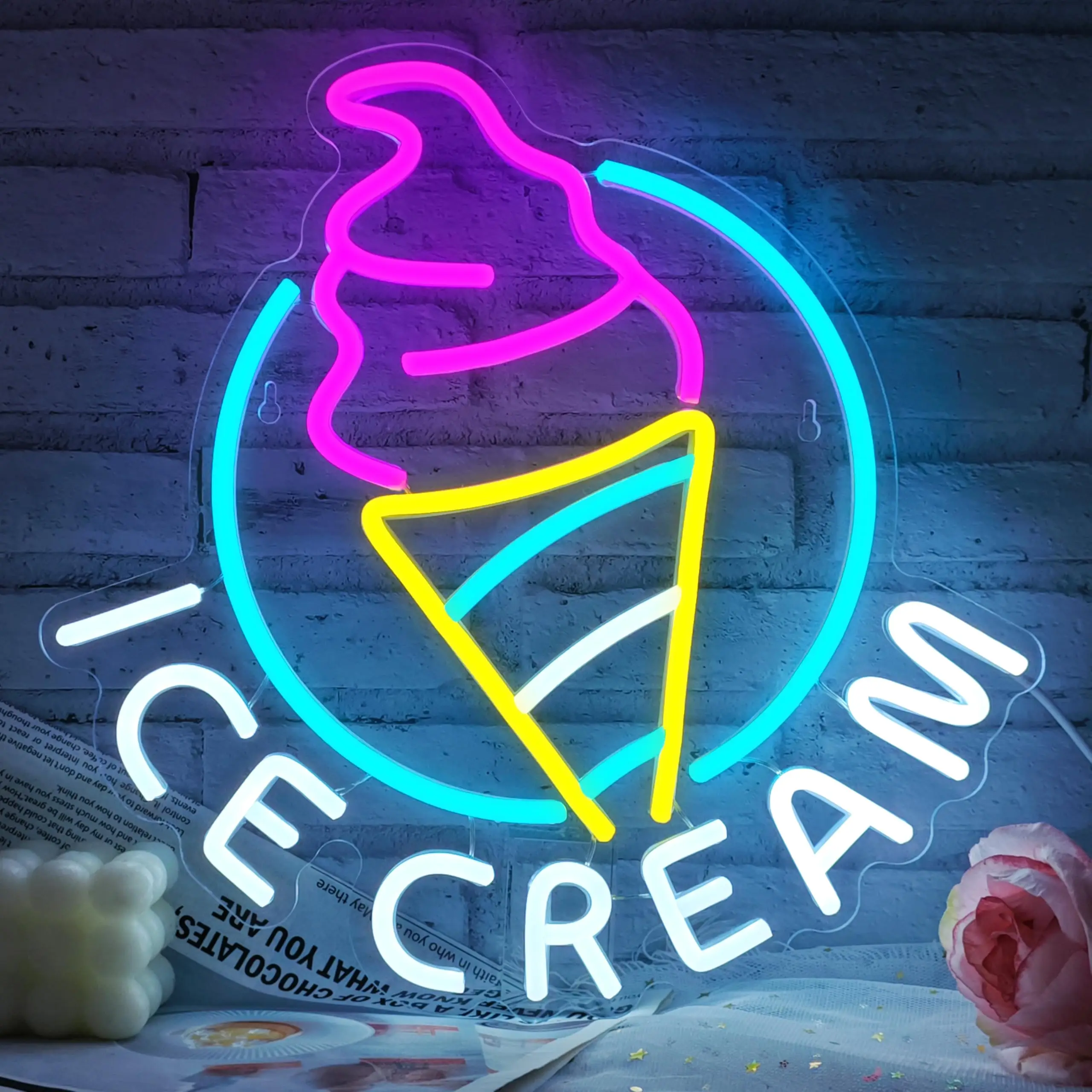 

Neon Sign Ice Cream for Wall Decor Led Neon Sign for Ice Cream Shop Birthday Christmas Party Bedroom Bar Drink Shop Wall Decor