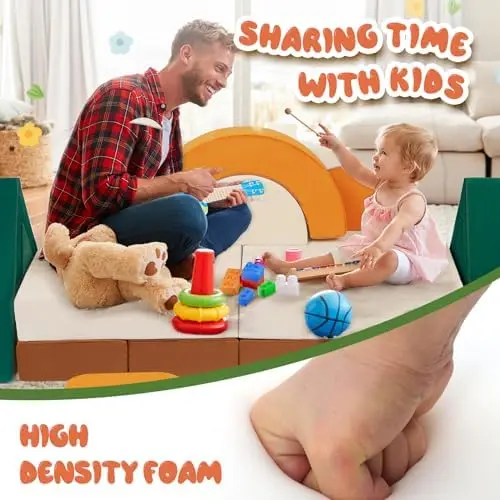 Divano da gioco modulare per bambini da 18 pezzi - Tema Junlge Fort per bambini, divano multifunzionale convertibile