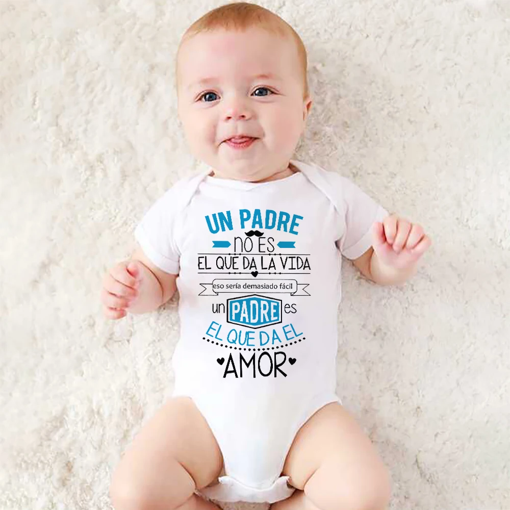 Funny Spanish Printed Baby Romper Boys Girls Summer Bodysuit Newborn Short Sleeve Clothes  Cute Infant Jumpsuit Toddler Outfits