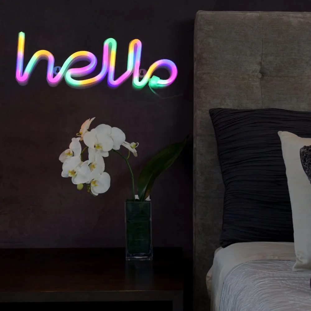 

Decorative Night Light 5V LED Neon Sign Light Hello Letters USB or Battery Powered Neon Light 1W LED Neon Light Bar