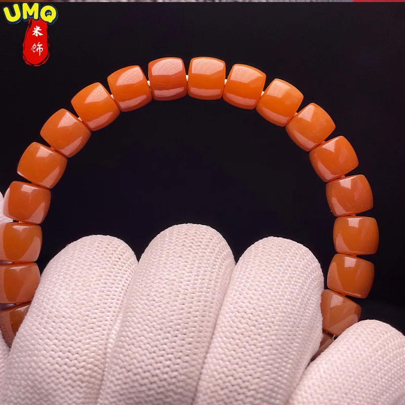 Refined Caramel Color Straight Cut White Jade Bodhi Root Bracelet Female Finger Rubbing Natural Weathering Non-dyed Stationery