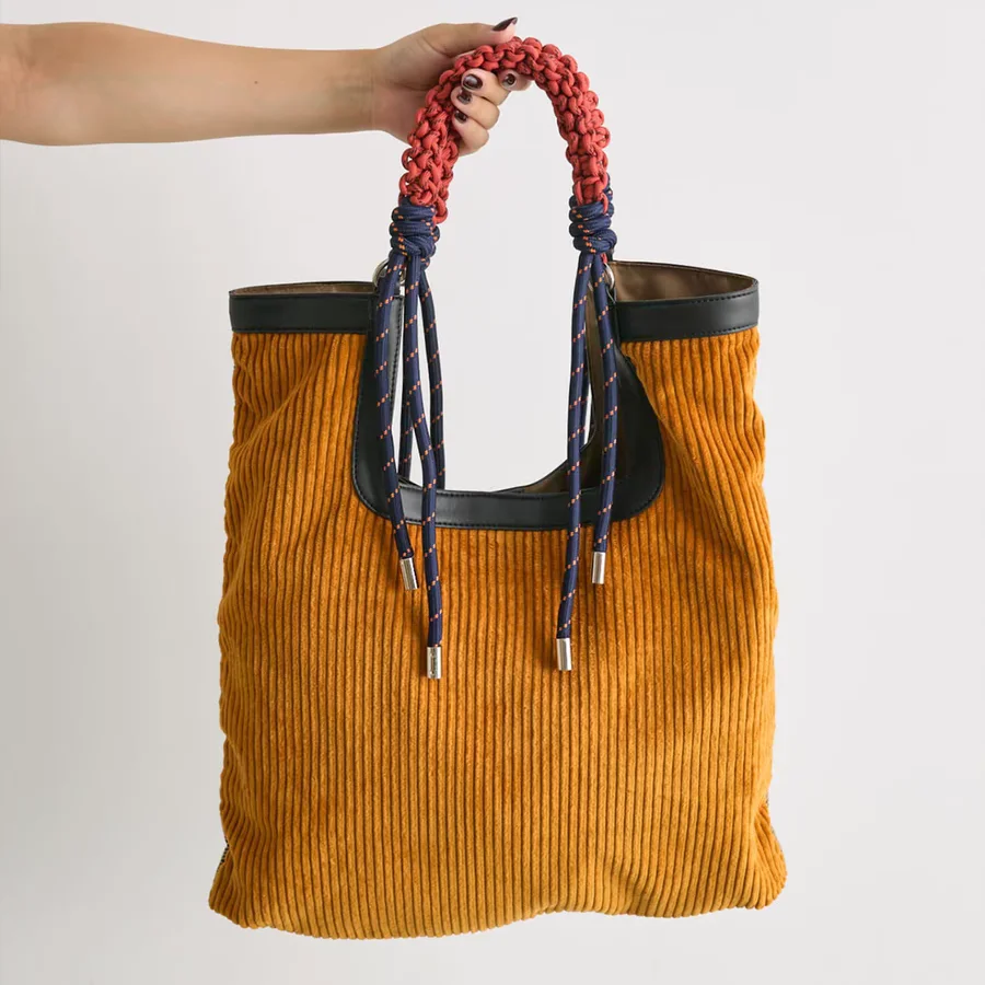 mdodske Frauen Taschen Cord Mode Vintage Hohe Kapazität Tragetaschen Weben Griff Büro Dame Mädchen Tasche 3