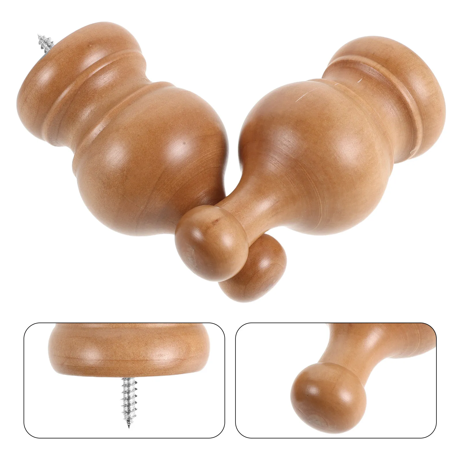 Wooden Curtain Rod Finials 2 Pack Crown Shape 23mm Drapery Rod End Caps Natural Window Decor Hardware