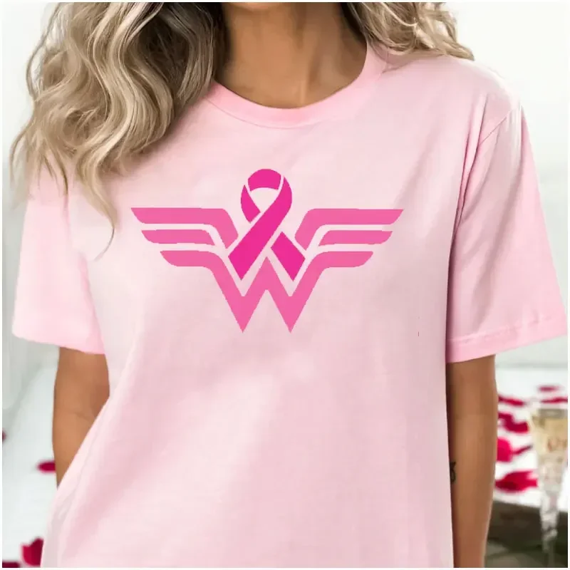 Cancer Ribbon Wonder lady T-Shirt Cancer Awareness Shirt Cancer Survivor Warrior print shirts aesthetic clothes cotton tee tops