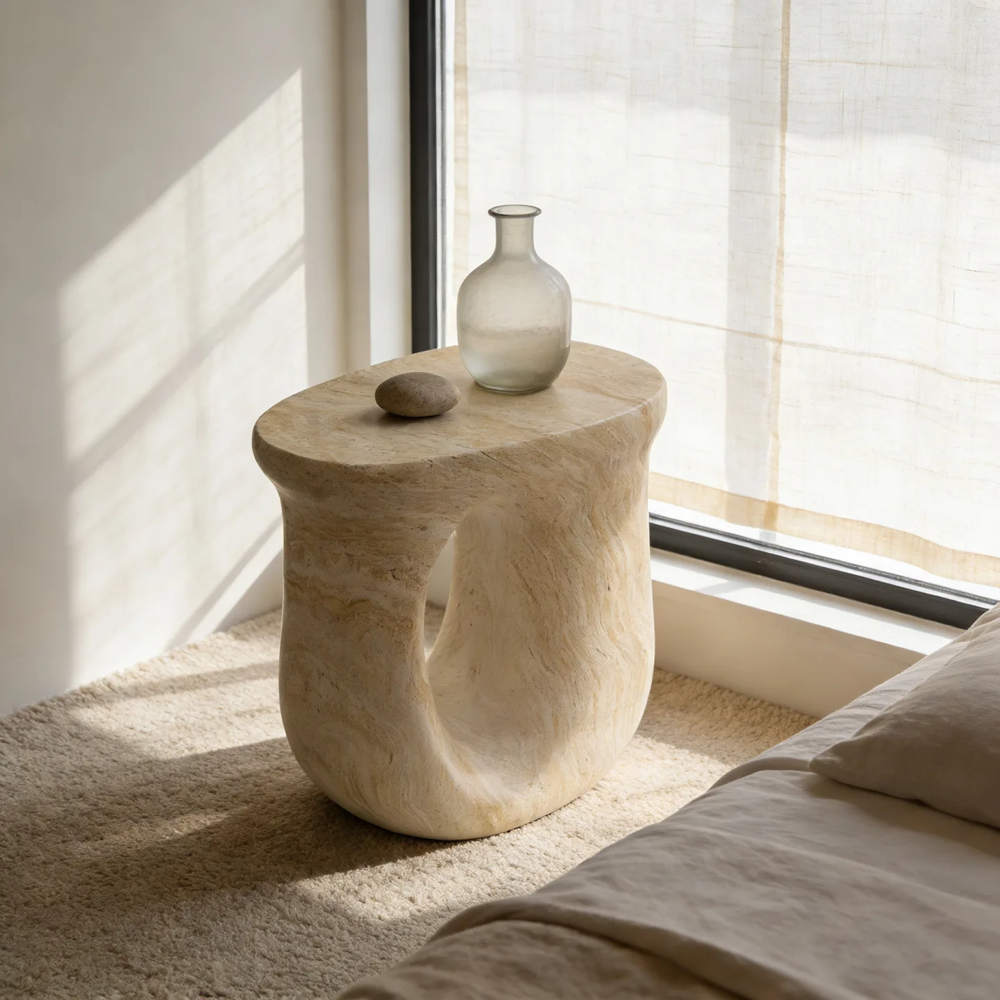 Nordic imitation travertine creative side table household living room art irregular coffee table bedroom design bedside table co