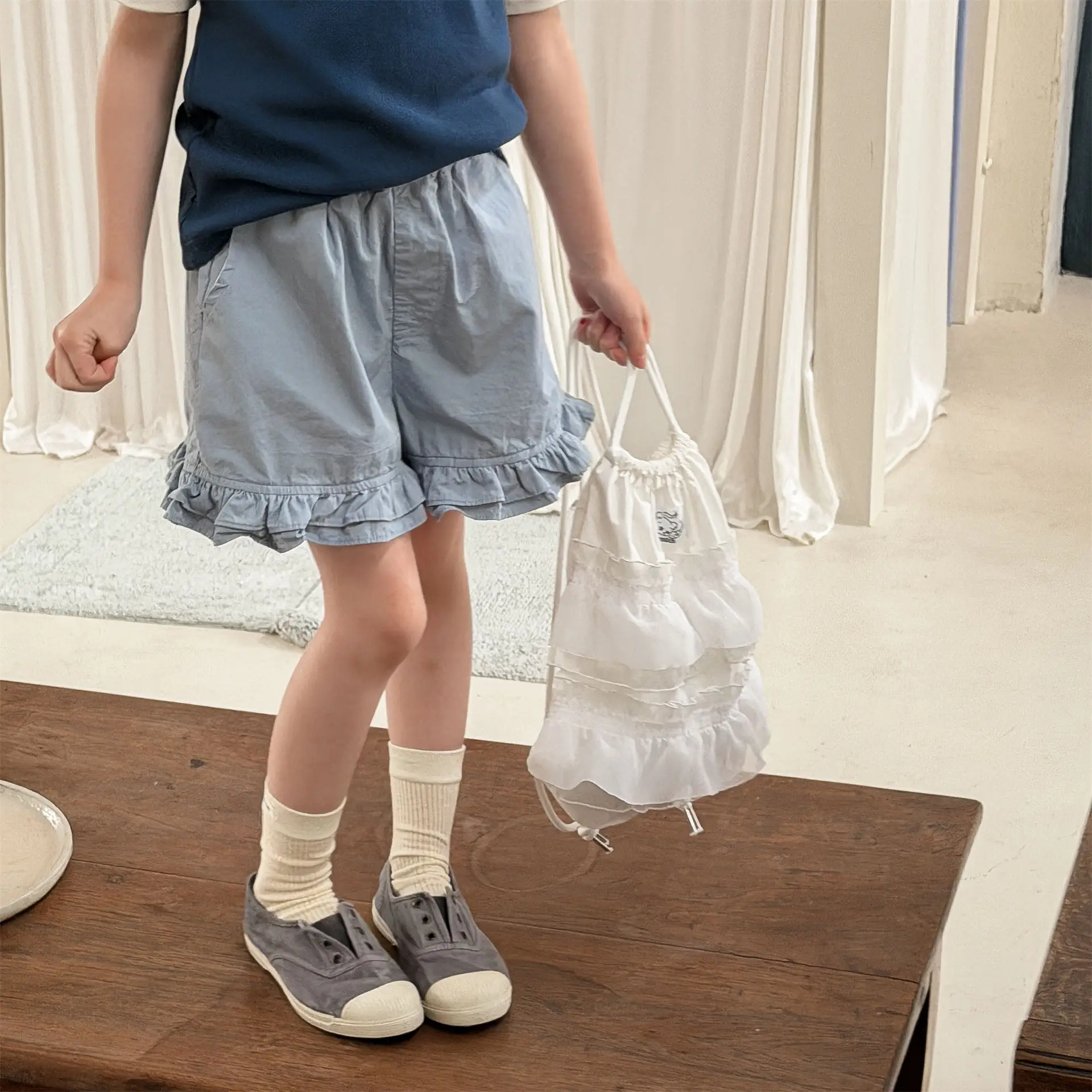 

2026 Summer New Girls Cute Lace Shorts Solid Toddler Casual Shorts Cotton Children Versatile Loose Shorts Kids Clothes