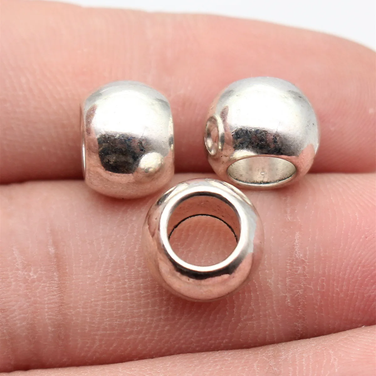 Vintage Textured Round Large Hole Beads Hammered Metal Loose Beads For Dreadlocks Bracelet Necklace Jewelry Making