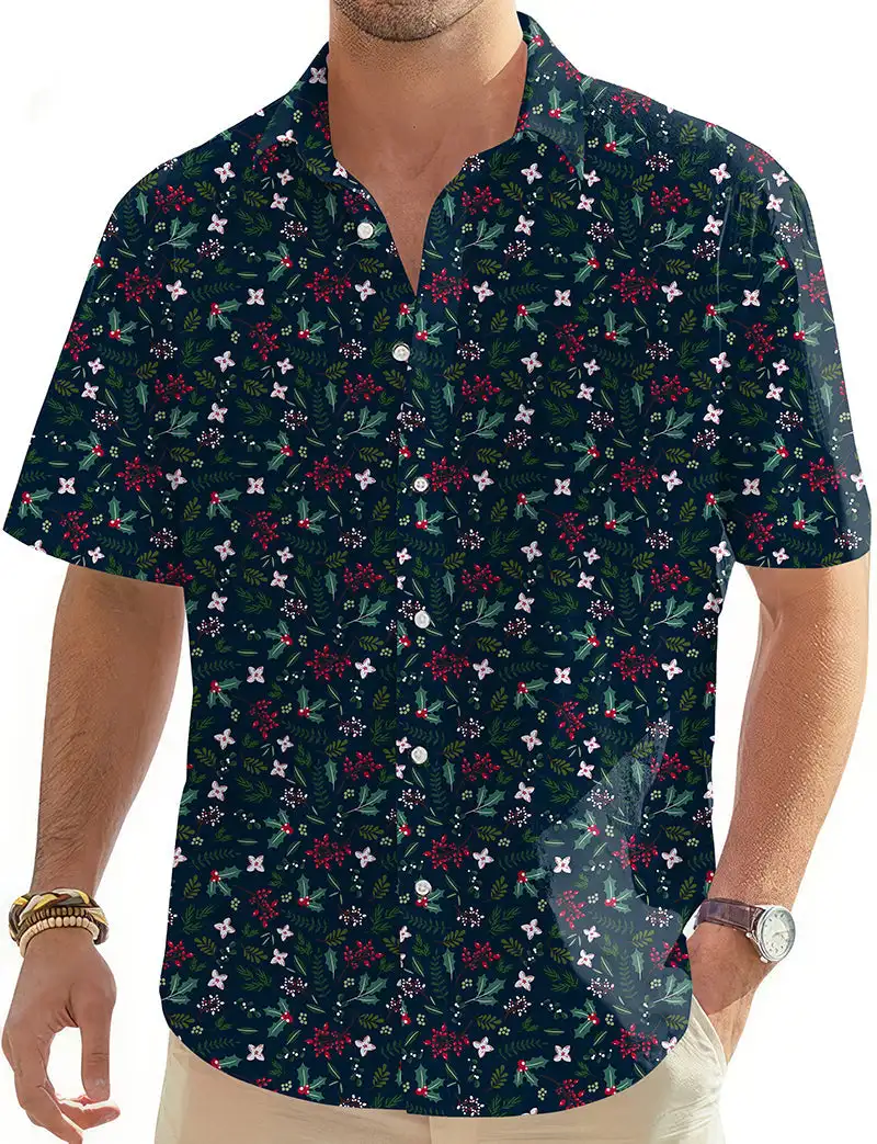 

Hawaii 2026 Summer New 3D Men's Pattern Shirt Casual Fashion Collar Short Sleeve Casual Beach Women's Couple Shirt
