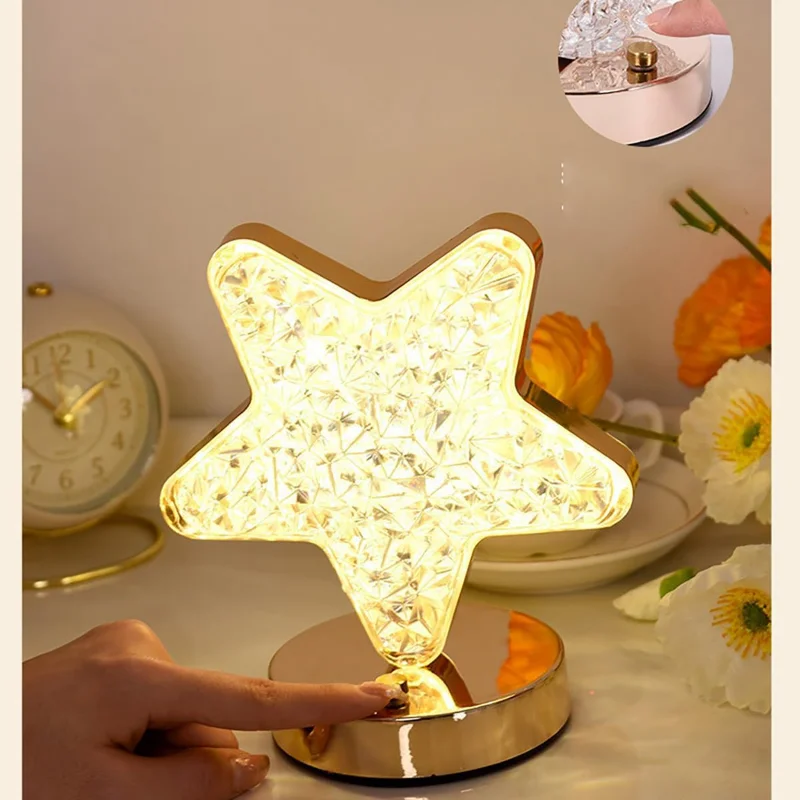 Bedroom 3-Color Touch Control Dimming Night Light Girls Room Home Decor Bedside LED Ambient Table Moon Stars Atmosphere Lamp Hot