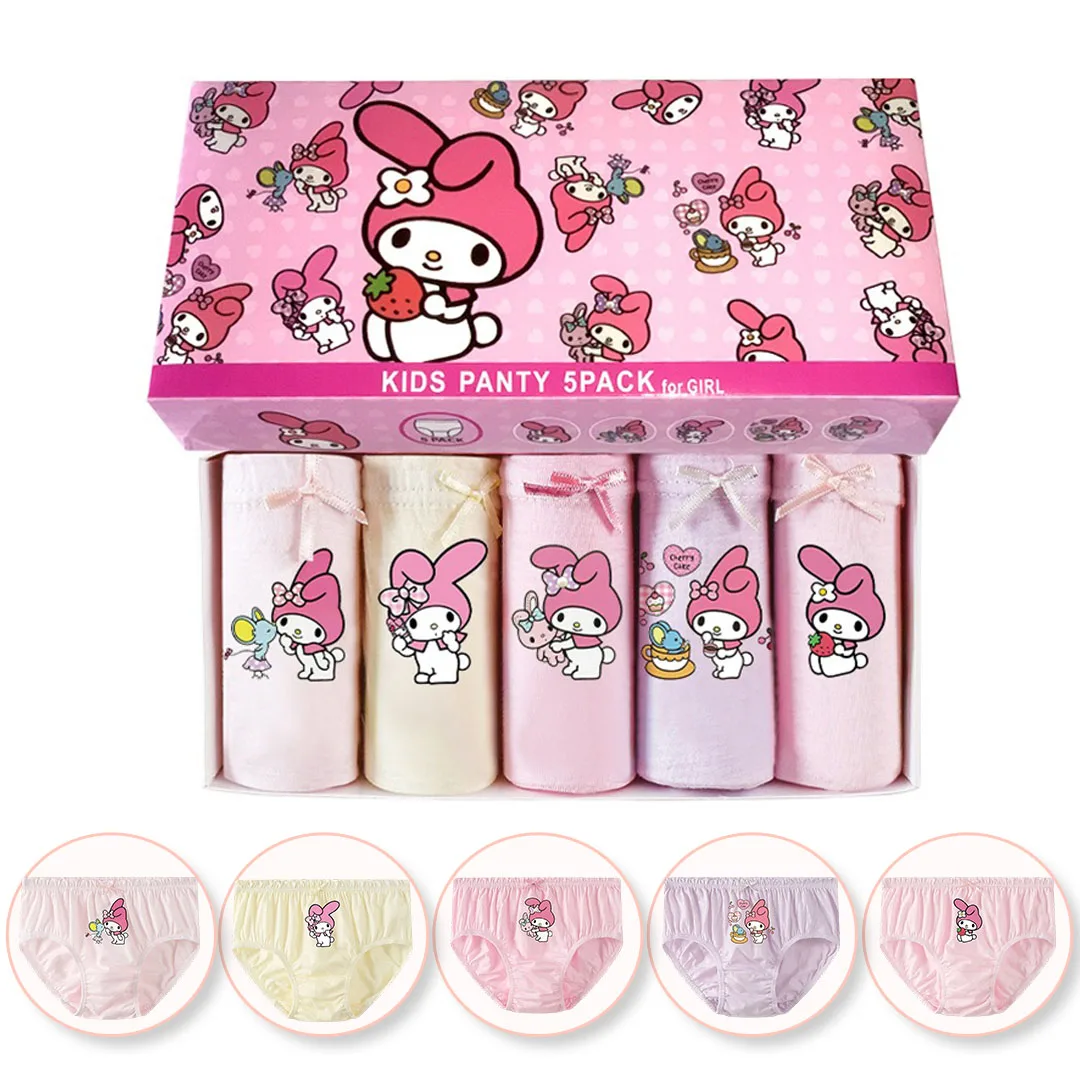 

5-Piece Girls Cotton Panties Lovely Cartoon Figure Melody Print Girls Briefs Comfortable Breathable Children Triangle Underwear