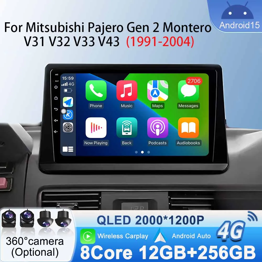 

GPS Navigation Android 15 for Mitsubishi Pajero Gen 2 Montero V31 V32 V33 V43 1991 - 2004 Car Radio Stereo WiFi Multimedia Video