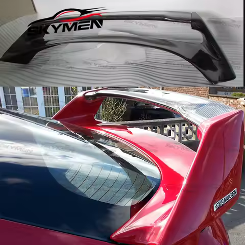 MUGEN Style Rear Spoiler For 06-11 Civic Type R FN2 Carbon Fiber Glass Rear Trunk Wing For FN2 Double Tail Decoration Spoiler