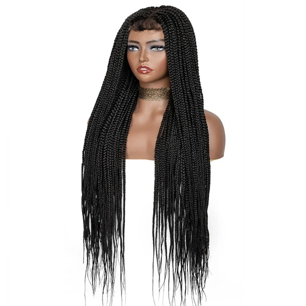 32 inch 4x4 Lace Front 3x Twist Gevlochten Pruik Synthetische Afro Dreadlocks Lange Vlechten Pruik Voor Zwarte Vrouwen Baby Haar Mode Pruik