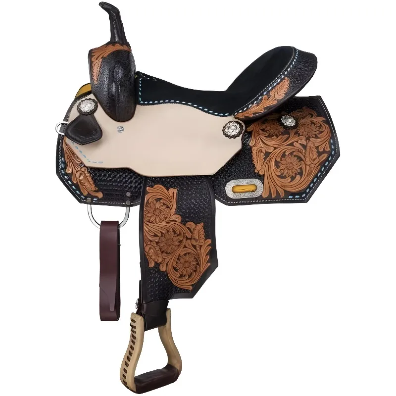 Two-tone leather barrel racing, saddle high-quality equestrian equipment