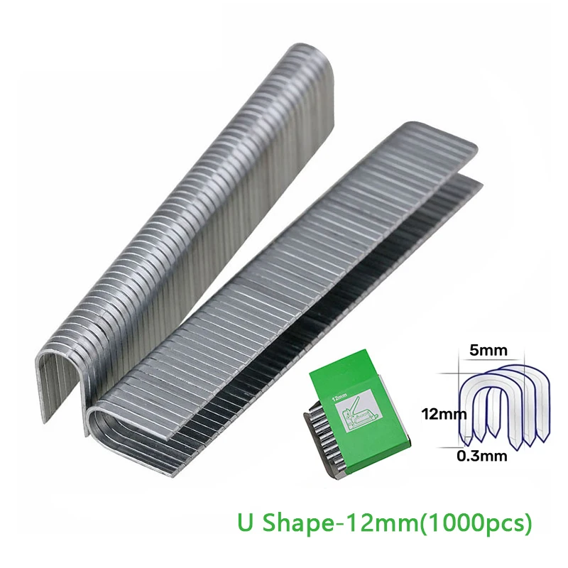 1000Pcs 8mm 10mm 12mm U/ Door /T Shaped Nail Shaped Stapler Metal Nails For Furniture Upholstery Staple Gun Woodworking Tool