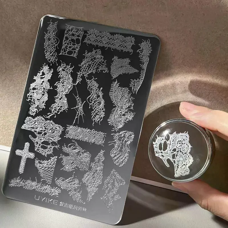 Lace Nail Art Transfer Stencils Stainless Steel Stripes Stamping Polish Tools for Beginners & Professional Nail Artists
