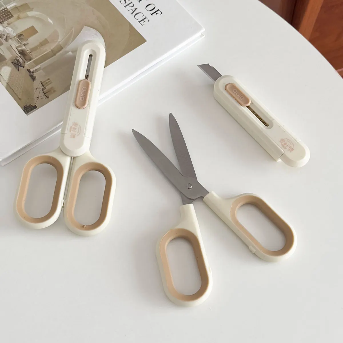 ストローセットシリーズ-クリエイティブハサミ-ユーティリティナイフ-2in1-ステンレス製ペーパーカッター-オフィス学生用-分解式-エクスプレス