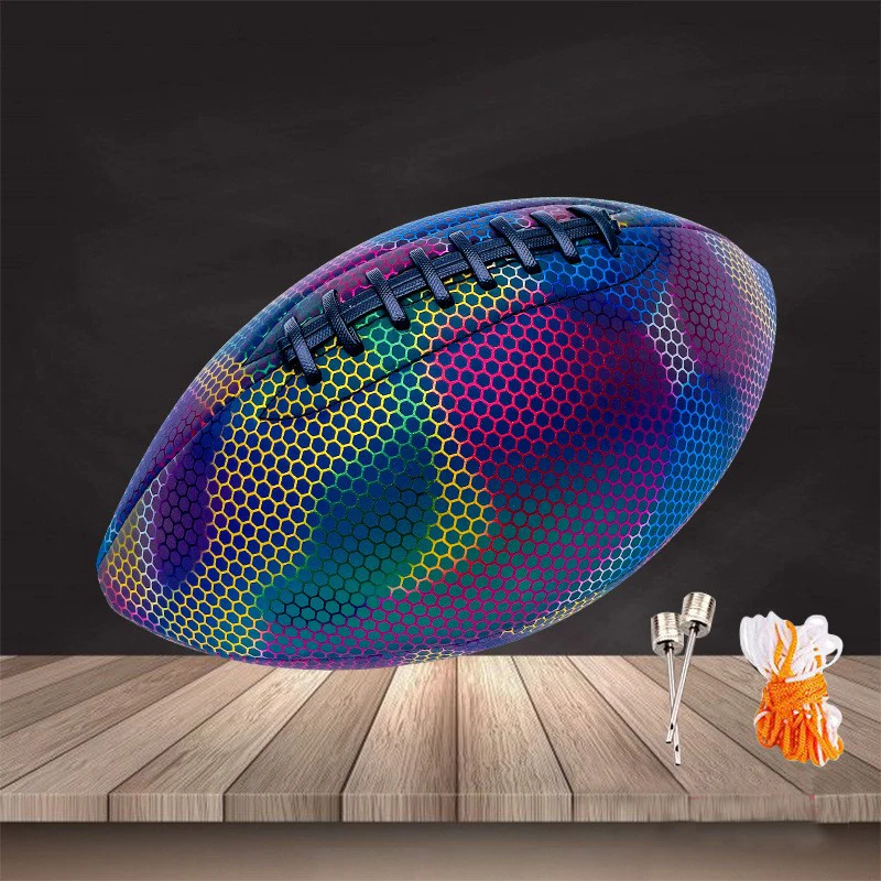 1pc Size 9 American Glowing Rugby Adult Youth Training Game Ball Luminous Light Up Reflective Rugby Standard Size