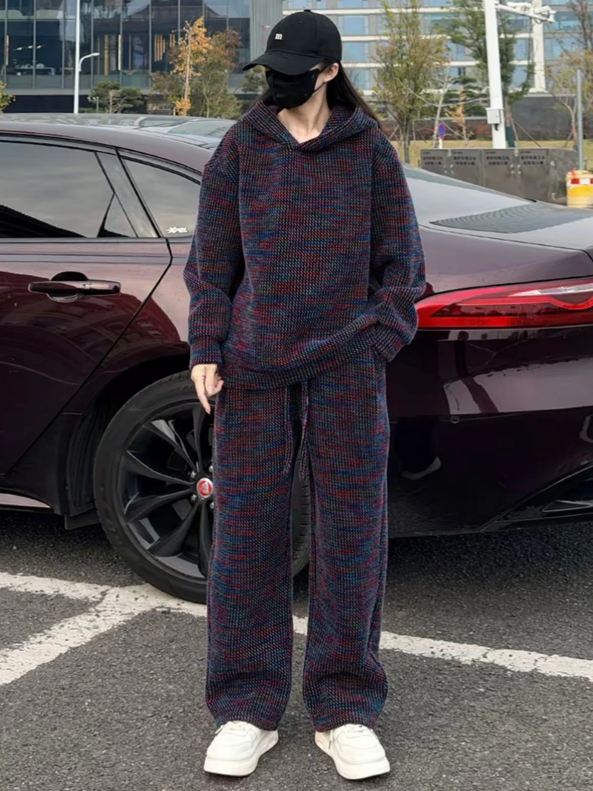 

Утепленный флисовый спортивный костюм с капюшоном для мужчин и женщин: модный брендовый комплект для весны и осени, удобные длинные брюки и толстовка