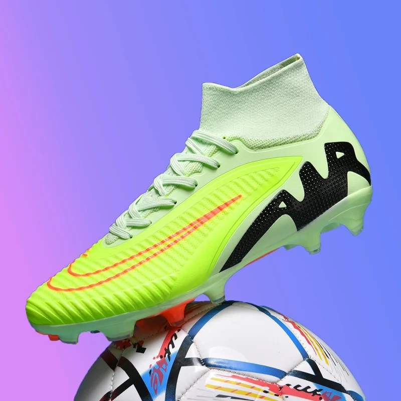 

New Men Soccer Shoes Cleats Long Spikes Outdoor Training Football Boots Sport Boys Non Slip Adult Breathable Match Comfortable