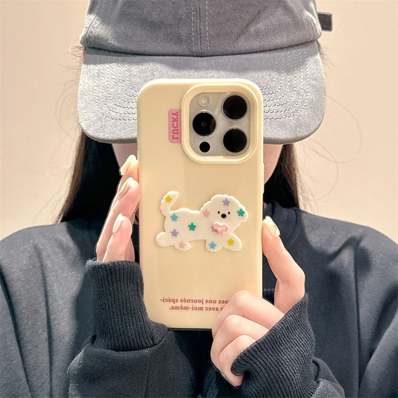 Cartoon Cute Cat Puppy Soft TPU Case For iPhone 16 Pro Max 15 14 13 12 16 Plus Silicone Phone Cover