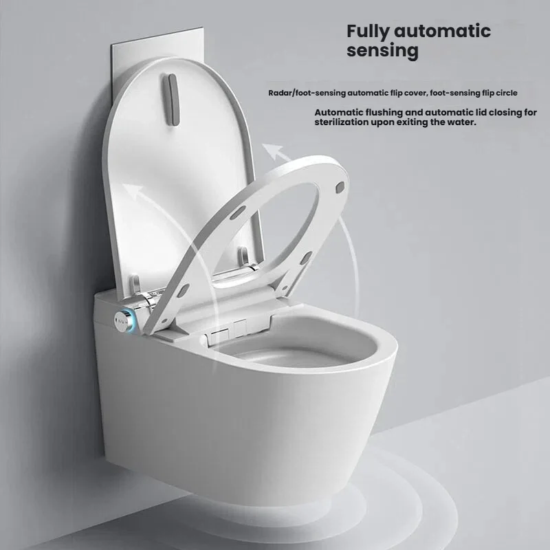 Wall Mounted Intelligent Ceramics Toilet Suspended Concealed Water tank Integrated Fully Automatic Flip Top