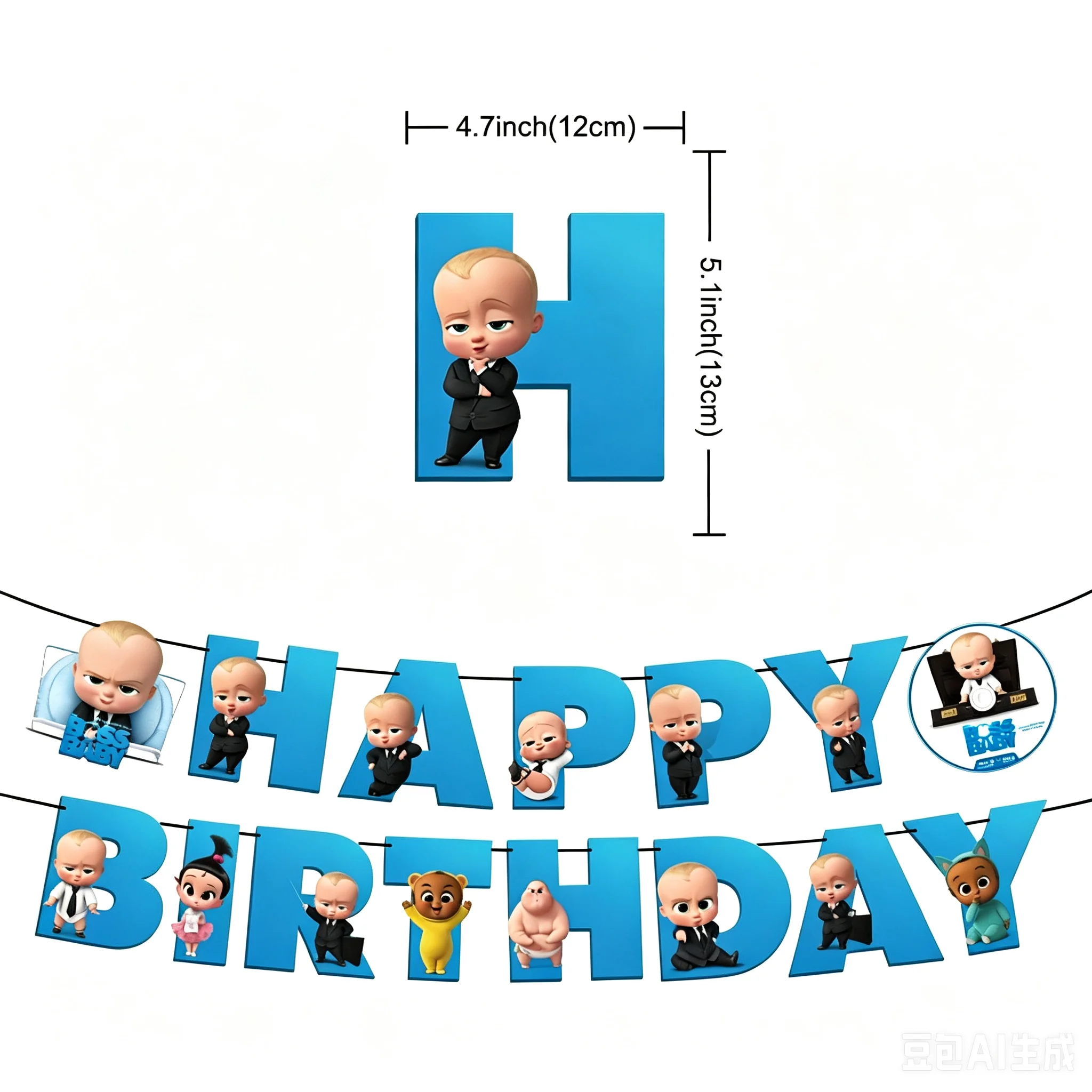 Boss Baby Cartoon Geburtstagsparty Dekorationen Hintergrundbanner Teller Becher Servietten Tischdecke Ballons Jungen Mädchen Party Babyparty – Detail 15