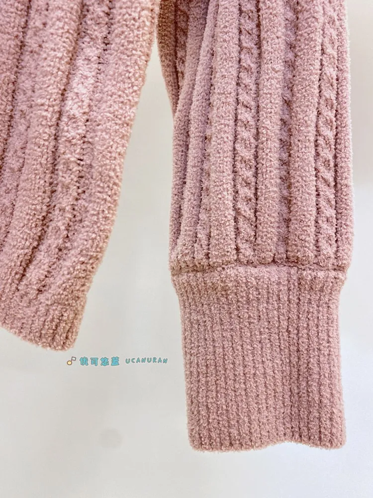 Japan Style Pique Original Solid Color Twist Knitted Pajamas Long Sleeve Shorts Set Loungewear Home Wear