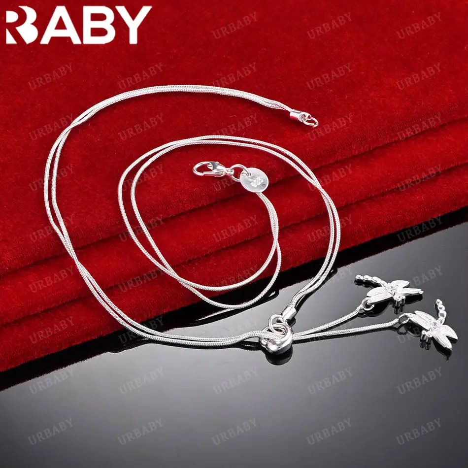 

URBABY 925 Sterling Silver Dragonfly Snake Chain Necklace For Women Fashion Jewelry Exquisite Party Engagement Wedding Gift