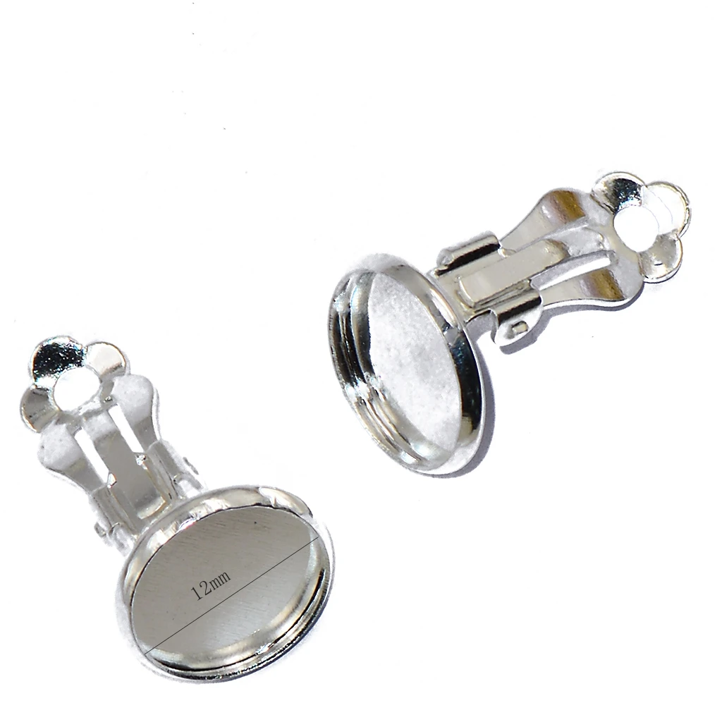 12 مشبك حلق النتائج كابوشون إعداد صنع المجوهرات المستديرة 17 × 14 مم (صالح 12 مم)