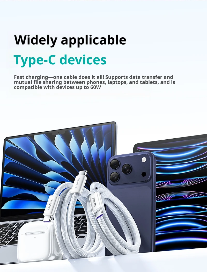 SAMZHE 100W USB-C-auf-USB-C-Kabel für MacBook, iPhone 17, 16, iPad, Samsung, Xiaomi – PD-Schnellladung, 5A, E-Marker-Chip – Detail 10