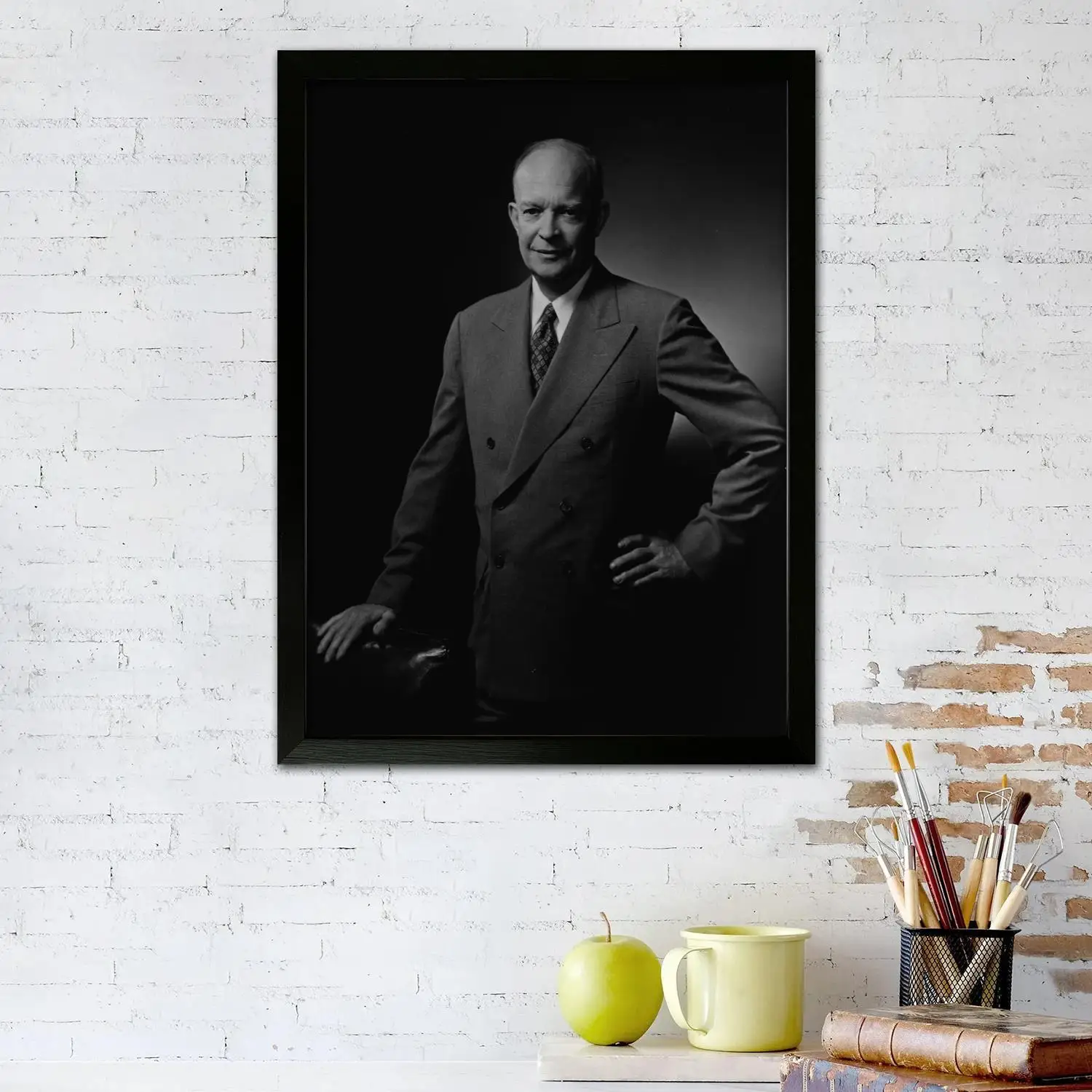 Dwight D. Eisenhower Canvas Art Poster, Wall Art Picture Print, Modern Family Bedroom Decor Posters,Decorative painting