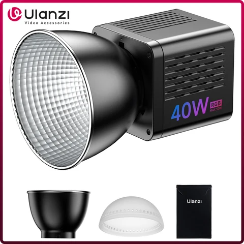 Ulanzi L024 40W RGB Full Color COB Luz de vídeo Mini Bowens Mount COB Light 2500-6500K 3400mAh LED Luz de vídeo para fotografia