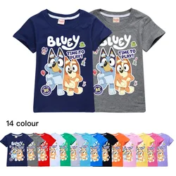 Bluey Fashion Cartoon Trendy Children's Clothing Summer Casual Tops For Boys And Girls Pure Cotton Short-sleeved T-shirts