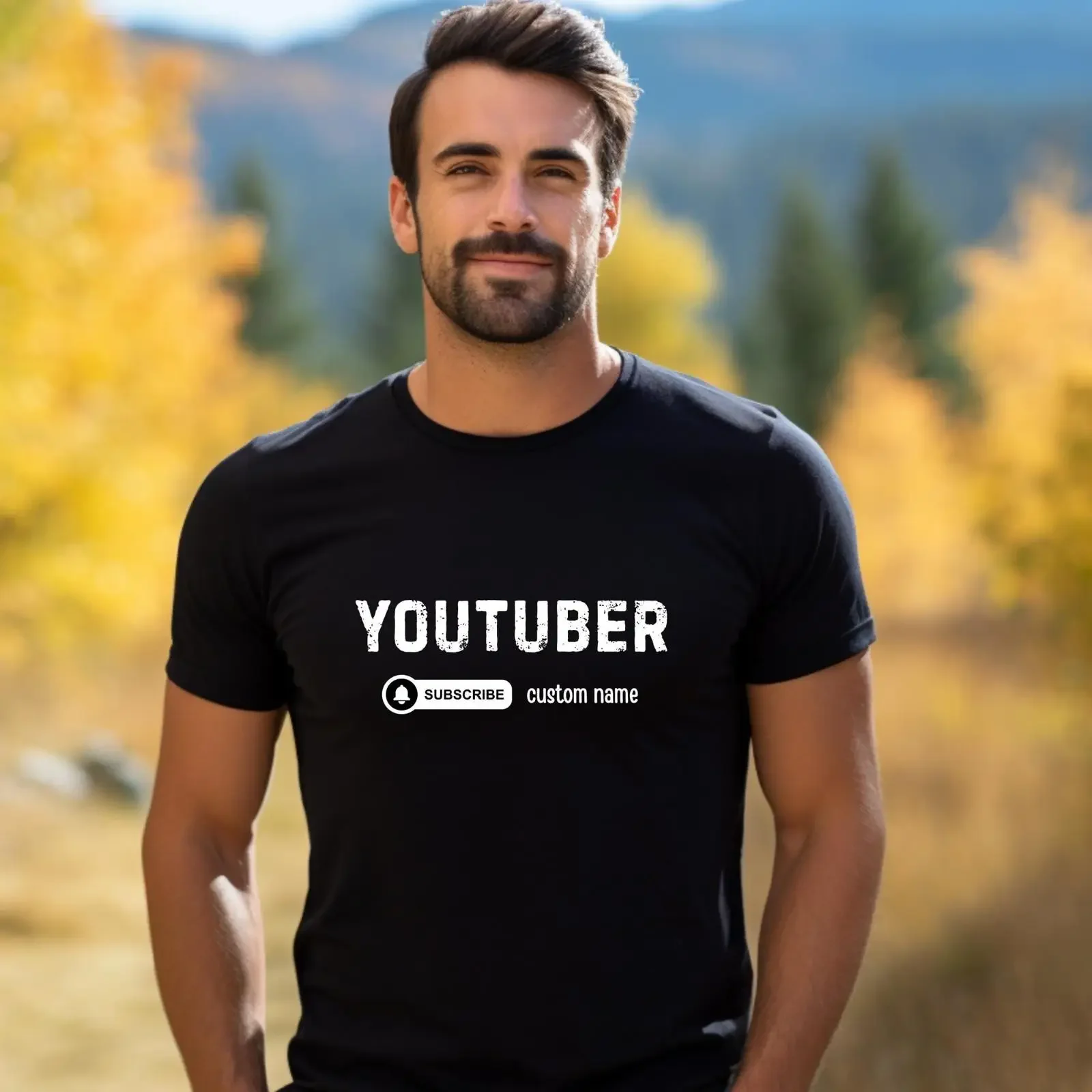 T-shirt personnalisé pour YouTuber – Impression nom et abonnement sur mesure pour créateurs de contenu, influenceurs, blogueurs, réseaux sociaux – Style vintage délavé