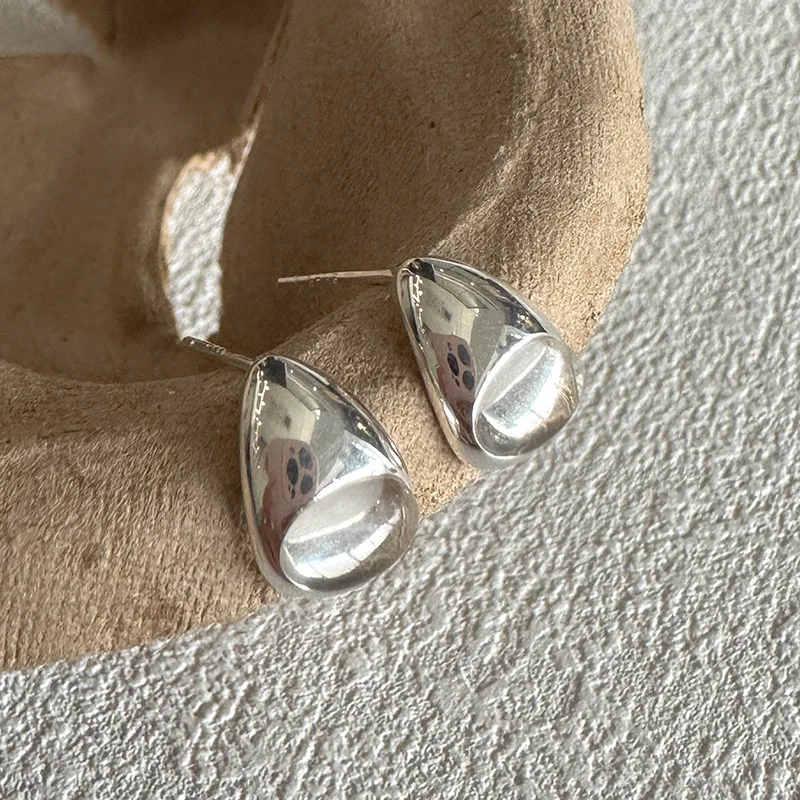 

Korean Version Niche Original Design Minimalist Geometric Transparent Stone Water Drop Stud Earrings Sterling Silver S925 Women
