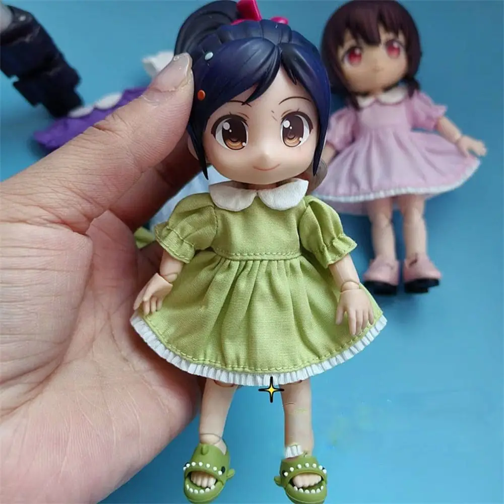 1/12 BJD Handmade Pure Color Dresses 1/11 OB11 Dolls Outfits Dresses Doll Puff Sleeve Clothes Skirt White Cardigan Dolls Tops view 5