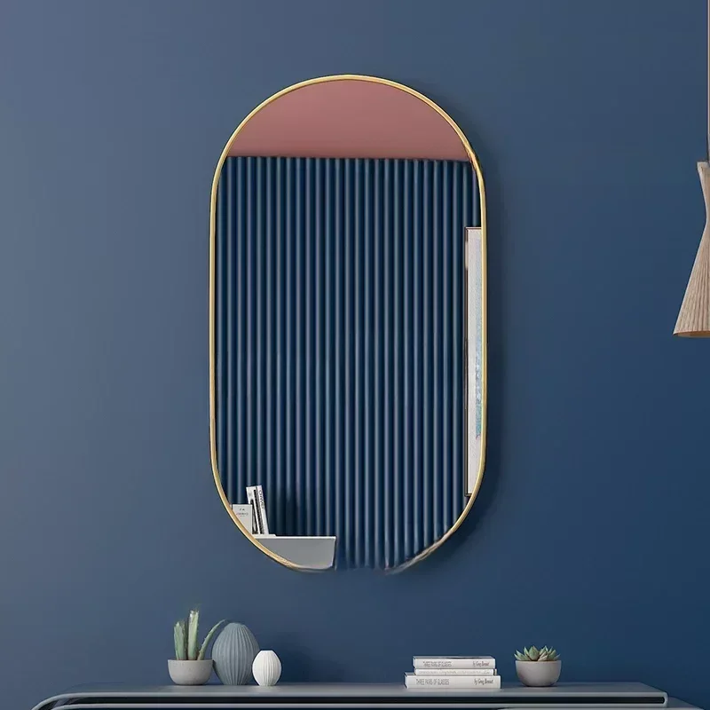 Metal Shower Decorative Mirrors Makeup Bath Barber Nordic Hanging Mirror Oval Toilet Espelhos De Paredes Room Decor