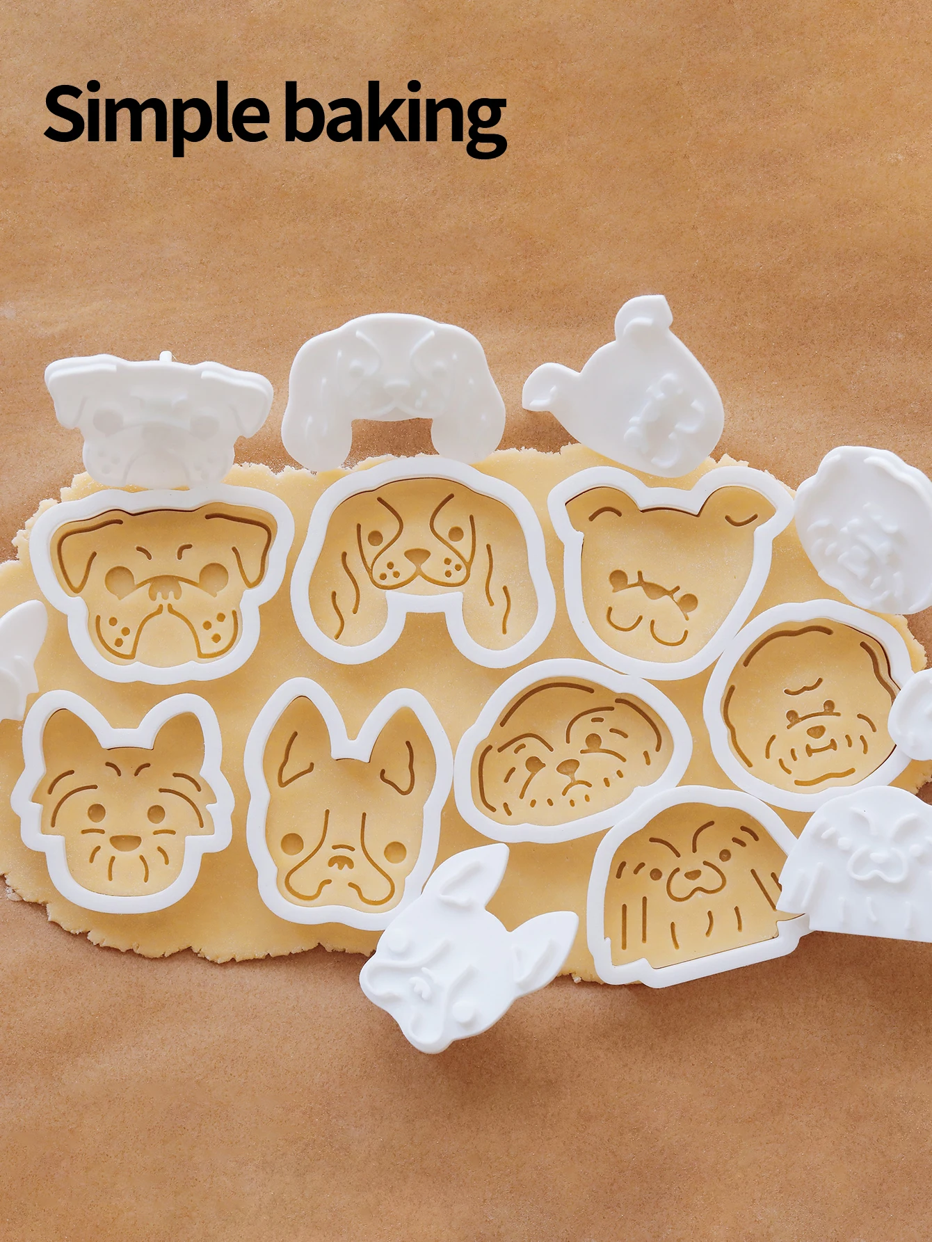 Cartoon Dog Head Image Cookie Mold Cute Hamster Pet Snacks DIY Tool French Bulldog Bichon Dog Stamp for Baking Cookie Cutter