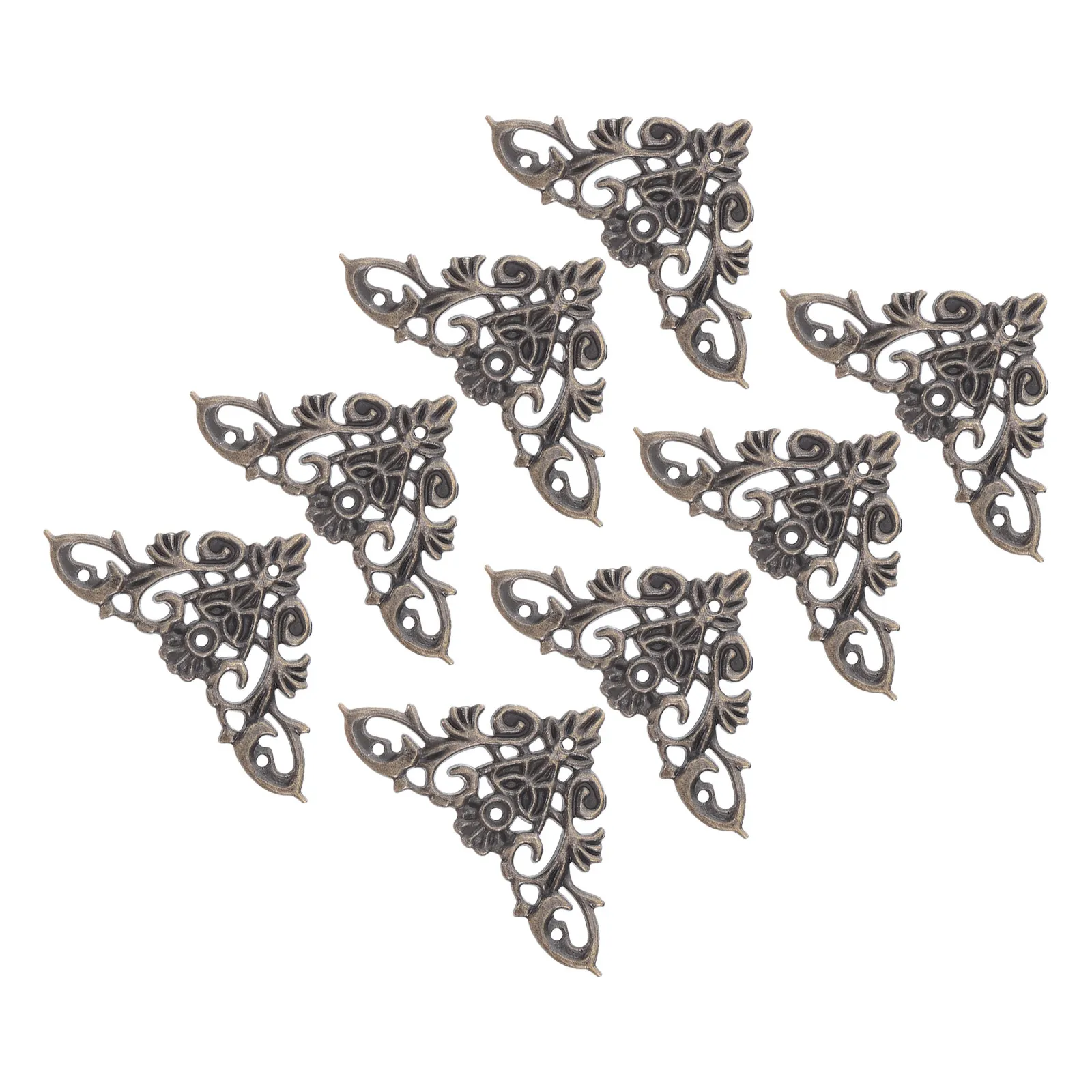 Vintage Metal Corner Protectors for Wood Box Jewelry Box Decorative Triangle Lace Pattern Corner Guards Furniture Edge