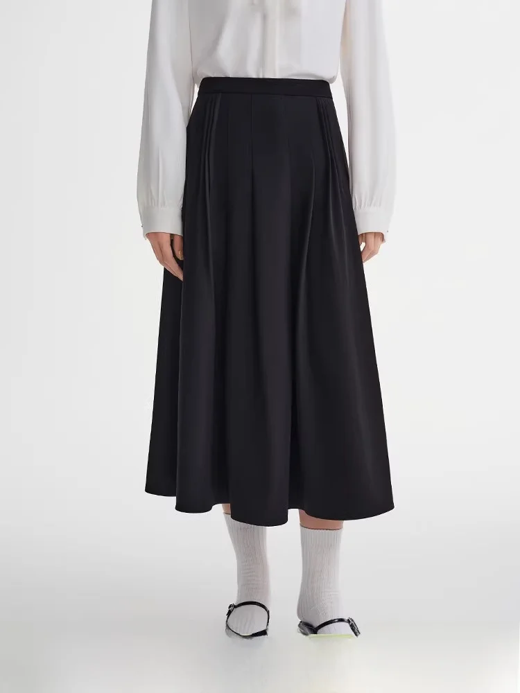 

Classic Bla Midi Skirt Pleated Versatile plus Size Women's Faion Single-Bunch Design Winter New Arrival Polyester Blend