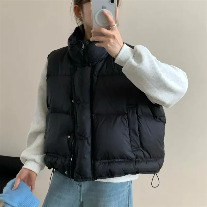 Gilet court décontracté en coton pour femme, nouvelle mode coréenne, veste sans manches, ample, vêtements d'extérieur, automne hiver, T1512