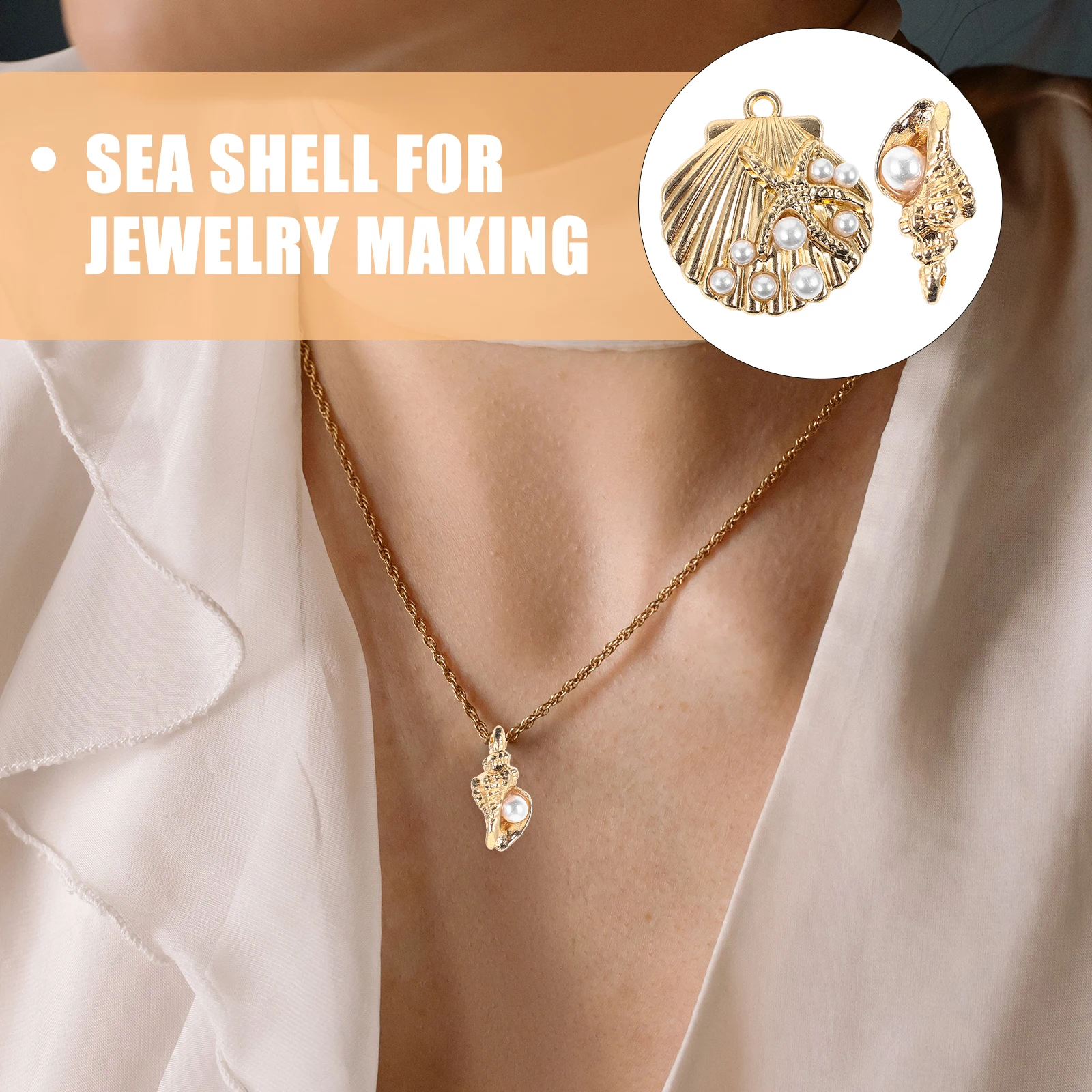 

1 set Seashell Conch Pendant Alloy Jewelry Charms Shell Decor for Earrings Bracelets Necklaces Gifts Homemade Accessories