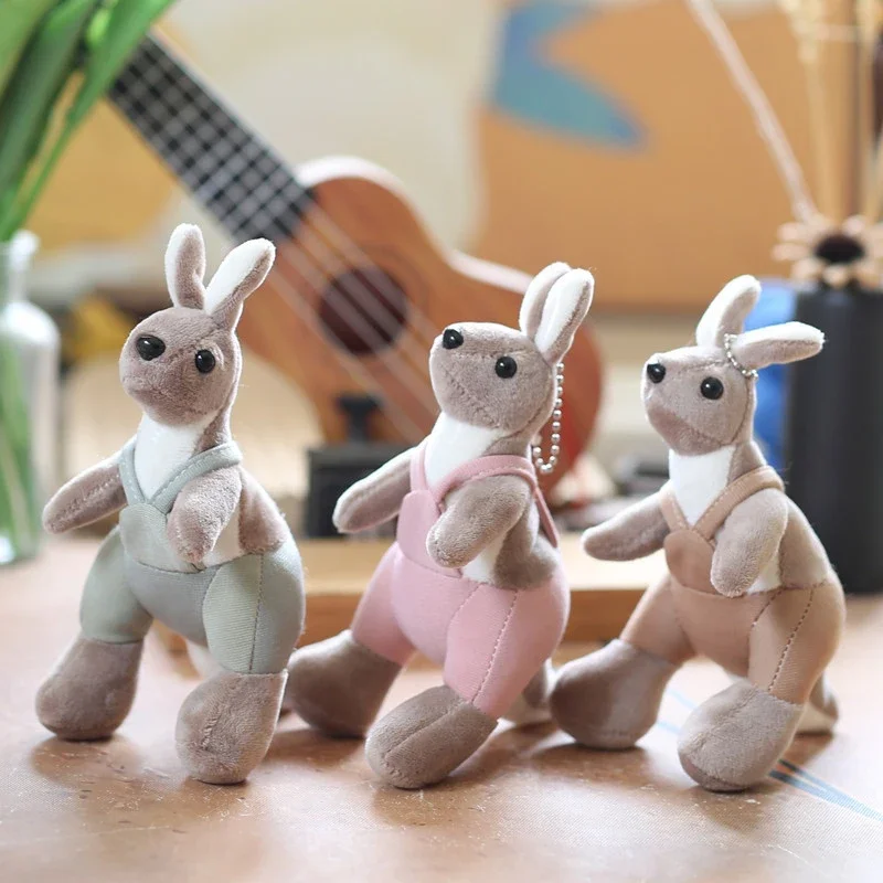 Cute Kangaroo Plush Key Ring Australian Kangaroo Animal Keychain Creative School Bag Charm Pendant For Girls Gifts