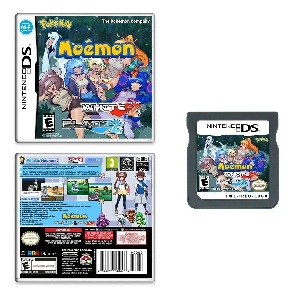 Cartucho de consola de videojuegos NDS Moemon, carcasa de Pokémon con caja para GBA/NDS de Navidad, color negro, 2 y blanco, 32 bits, 2024