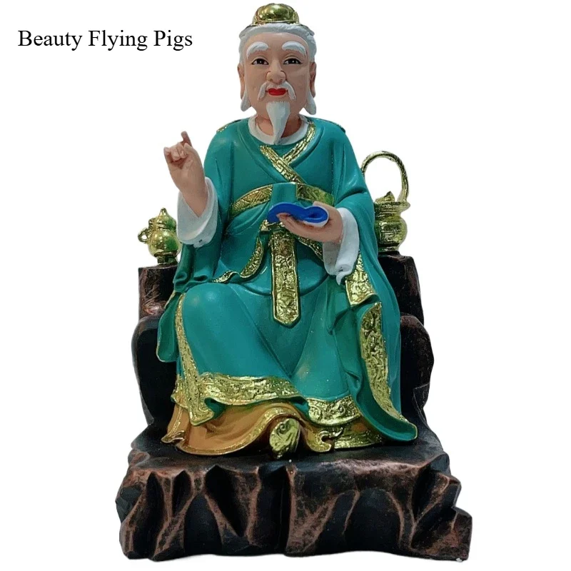 1PCS resin 12 inch Seven Colored Medicine King Statue Gold Plated Taoist Buddha Statue Offering Ornament home decoration