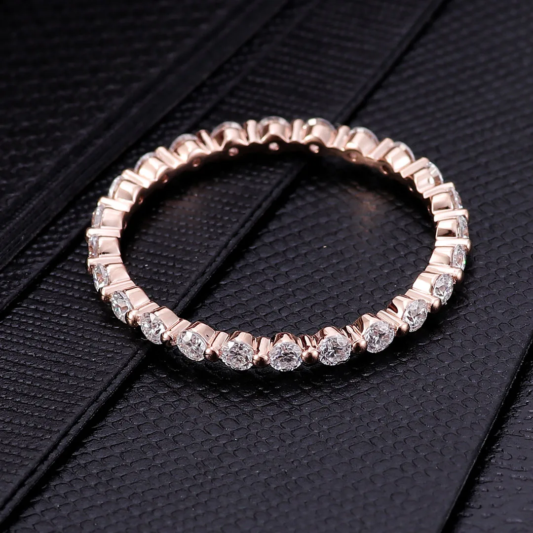 Regali di anniversario dell'anello di fidanzamento classico impilabile con diamante da laboratorio a taglio rotondo in oro massiccio 14 carati personalizzato provenzale