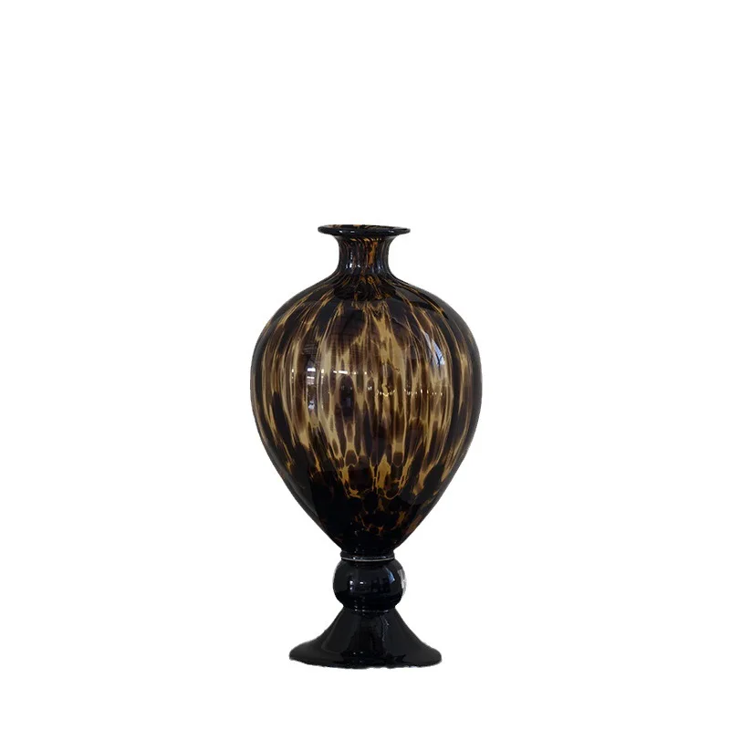 

Vase light luxury high-end home decoration, leopard print flower art soft decoration, water-raised flower plant bottle